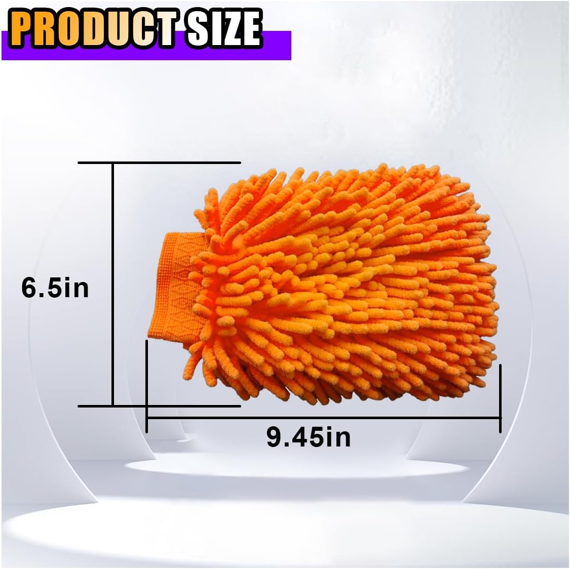 JOYCOURT 2PCS Microfiber Soft Chenille Car Wash Mitts, Scratch and Lint Free Car Dusting Glove, Double Sided Wash Mitt, Ultra Absorbent for Car Washing, Home Cleaning Mitt (Blue&Yellow)