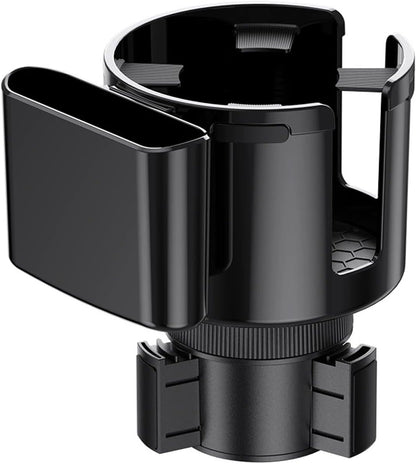 2-in-1 Car Cup Holder Expander with Phone Holder, 2.6“-3.93” Vehicle Cupholder Extender Adapter with Adjustable Base, Universal Multifunctional Auto Insert Drink Holder Expander