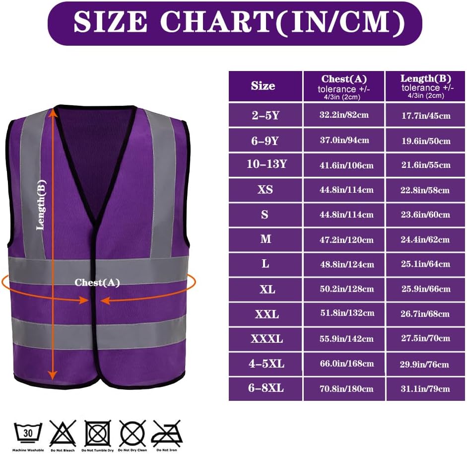 AYKRM 12 colour High visibility viz vest hi vis viz reflective work construction safety vest (XS-8XL) - Colors A