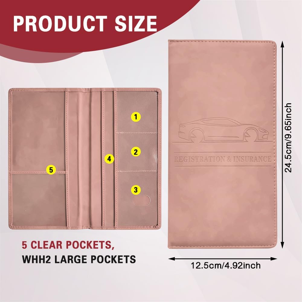 Car Registration and Insurance Holder, Registration and Insurance Card Holder, Auto Glove Box Organizer with Magnetic Shut, PU Leather Automobile Documents Wallet for Cards (Dark Green)