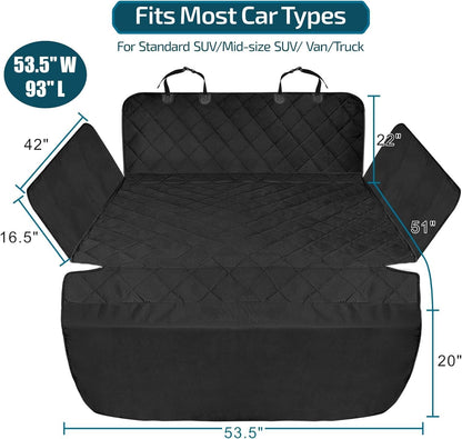 Veckle SUV Cargo Liner for Dogs with Side Flaps, Large (54" x 93") Water Resistant Trunk Cover, Non-Slip Pet Area Protector with Bumper Flap, Universal Fit for SUVs Sedans Vans, Khaki
