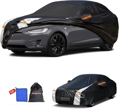 Large SUV Car Cover for Chevy Suburban 100% Waterproof All Weather, Heavy Duty Outdoor Full Exterior Covers Rain Sun Wind UV Protection. - Colors D