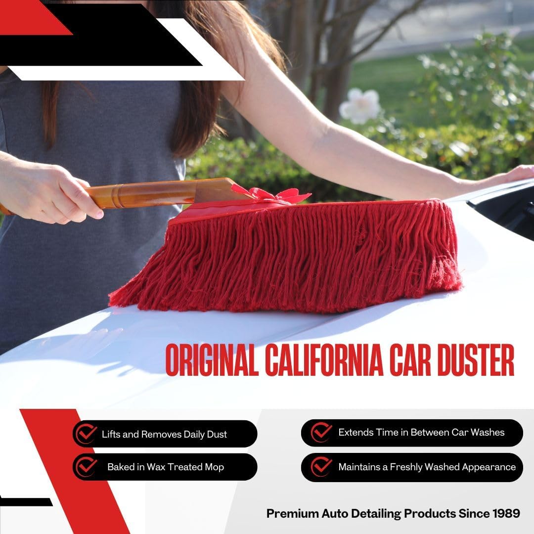 California Car Duster 62442 Standard Car Duster with Wooden Handle,Red