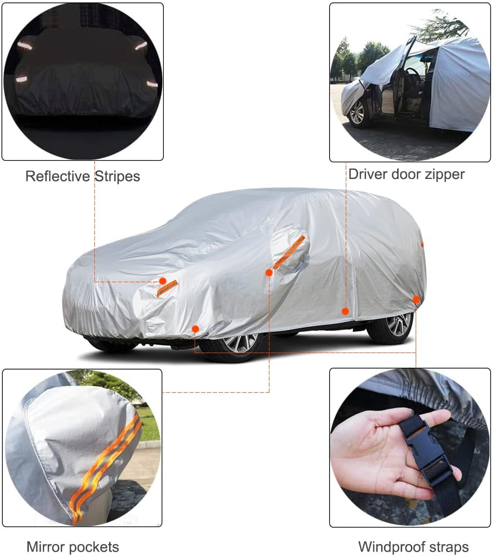 Kayme Car Covers for Automobiles Waterproof All Weather Sun Uv Rain Protection with Zipper Mirror Pocket Fit Toyota Camry, Honda Accord/Civic, Nissan Altima, Kia K5 etc.(186 to 193 Inch) 3XL