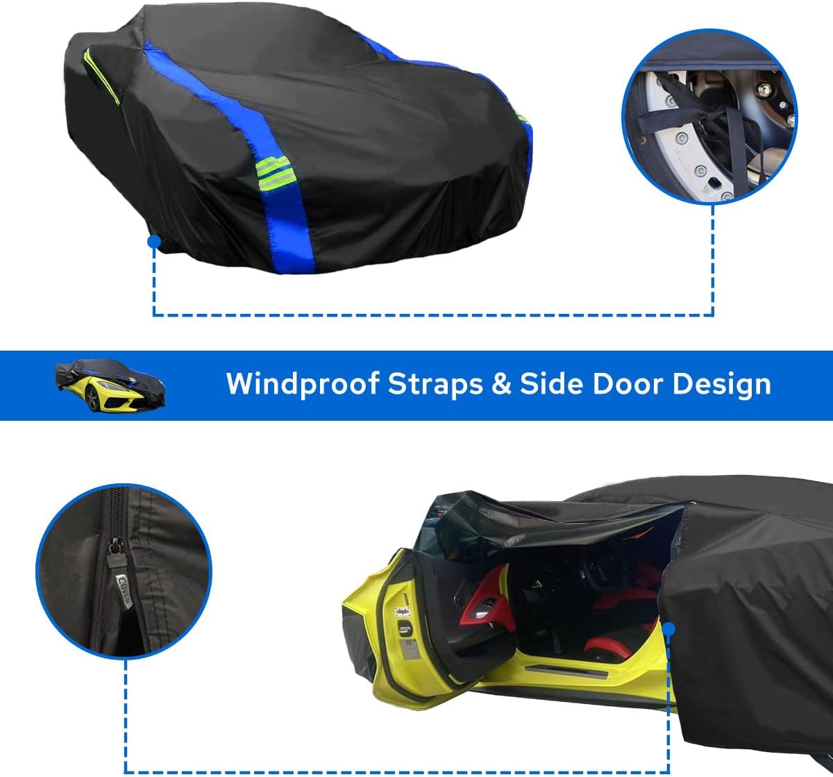 Avecrew Car Cover Waterproof All Weather for Automobiles, Outdoor Heavy Duty Full Exterior Covers for Sedan(194"-208")