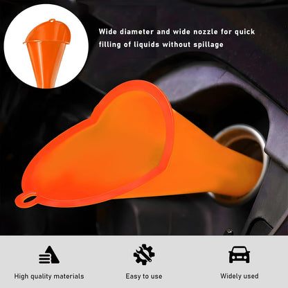 DXNQ Oil Funnel, Automotive Multi-Function Plastic Fuel Funnel with Long Neck, Universal Engine Oil Funnel for Filling Oils Gas Lubricants and Fluids, Car Accessories (Black)