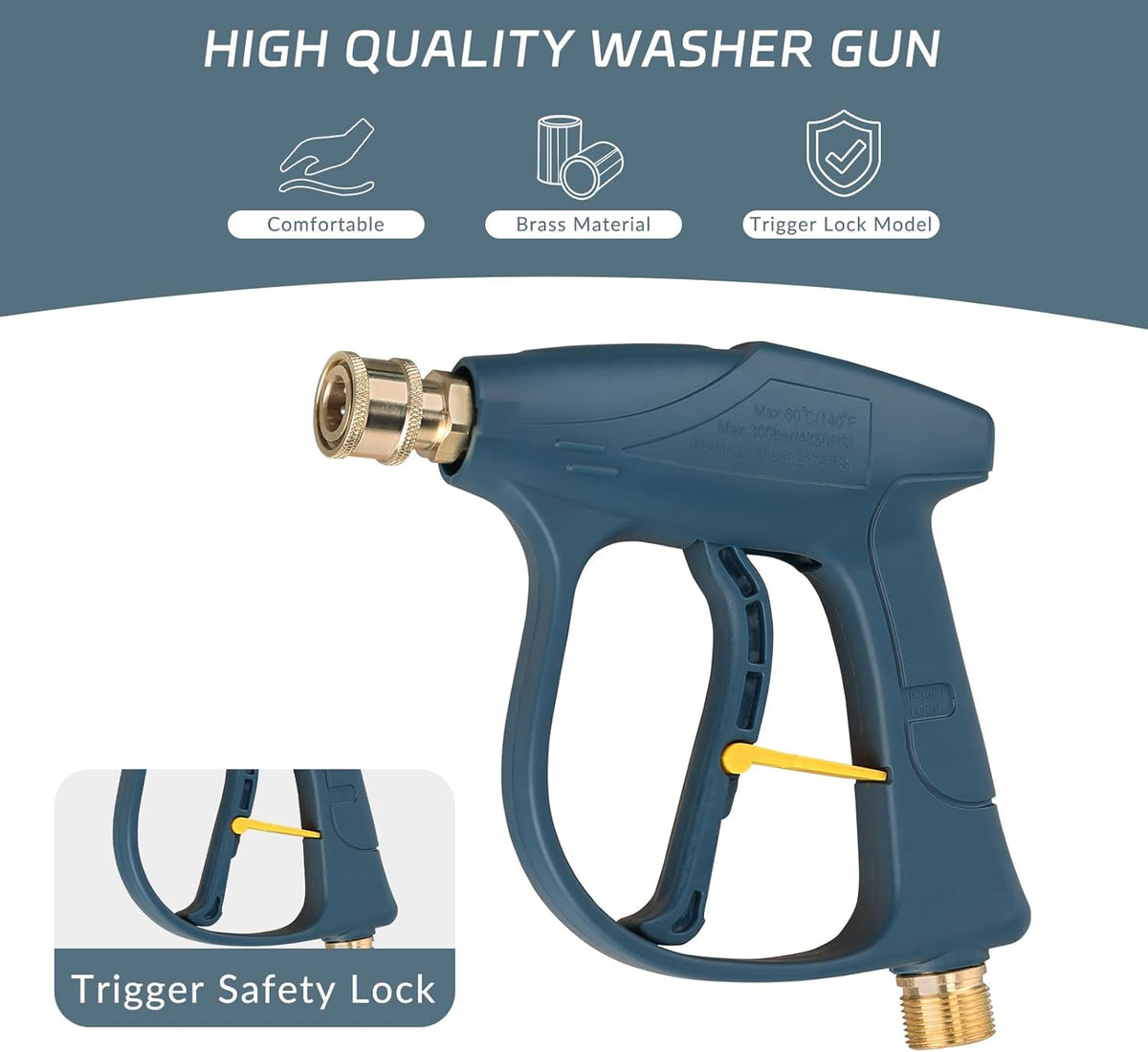 Sooprinse Foam Cannon Kit with Pressure Washer Short Gun, 1 L Snow Foam Lance with 1/4 Inch Quick Connector, Foam Blaster with Pressure Washer Gun,4000 PSI, Black