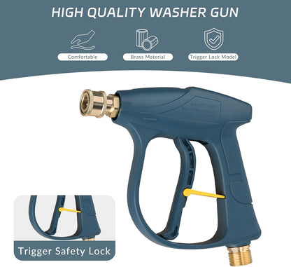 Sooprinse Foam Cannon Kit with Pressure Washer Short Gun, 1 L Snow Foam Lance with 1/4 Inch Quick Connector, Foam Blaster with Pressure Washer Gun,4000 PSI, Black