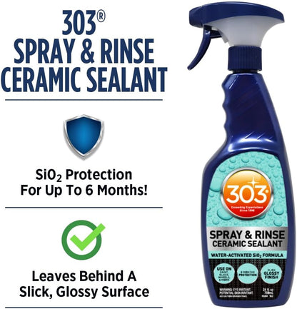 303 Products Spray & Rinse Ceramic Sealant – Quick Ceramic Coating – Water-Activated SiO2 Formula – 6 Months of Protection – Water Repellent Ceramic Spray – Easy to Use – 16 Oz (Pack of 1) (30262)