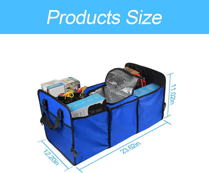 Car Trunk Organizer, Portable Foldable Waterproof Auto Storage Bag with 3 Compartments, Collapsible Cargo Trunk Groceries Organizer, Car Accessories Universal for SUV, Truck, Van, Sedan (Black2)