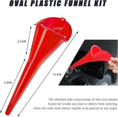 DXNQ Oil Funnel, Automotive Multi-Function Plastic Fuel Funnel with Long Neck, Universal Engine Oil Funnel for Filling Oils Gas Lubricants and Fluids, Car Accessories (Black)