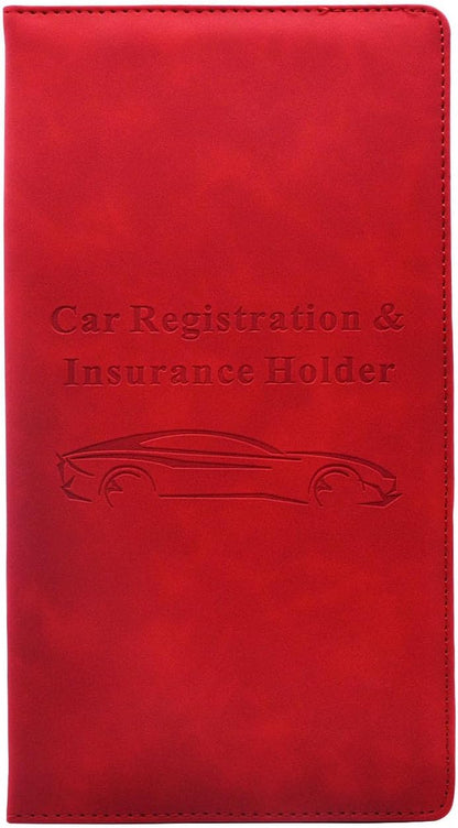 Car Registration and Insurance Card Holder - Vehicle Glove Box Document Organizer - Premium PU Leather Wallet Case - Driver License - Pink