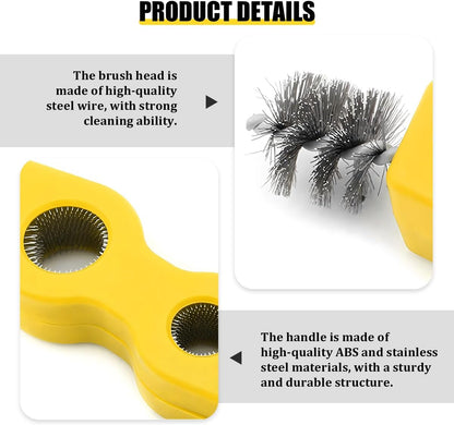 4 in 1 Car Battery Cleaning Brush, Anti-Corrosion Vehicle Battery Terminal Cleaner with Steel Wire, Auto Power Terminal Machine Parts Cleaning Tools, Universal for SUV RV Truck (Black)