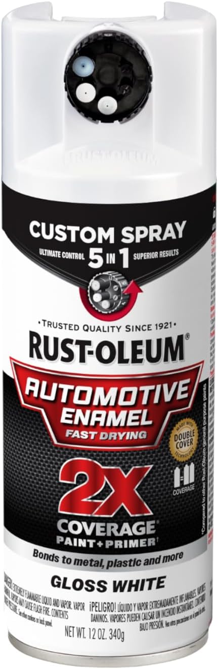 Rust-Oleum 2X Automotive Enamel Custom Spray 5-in-1 Spray Paint, 12 oz, Gloss Clear