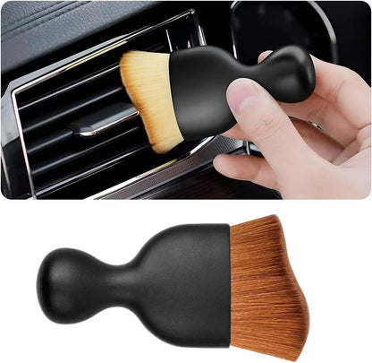 Blilo Car Interior Detailing Brush, Auto Soft Hair Cleaning Brushes, Curved Dirt Dust Collectors, Removal Tool for Dashboard Air Conditioner Vents Leather, Scratch Free (Black/1PCS)