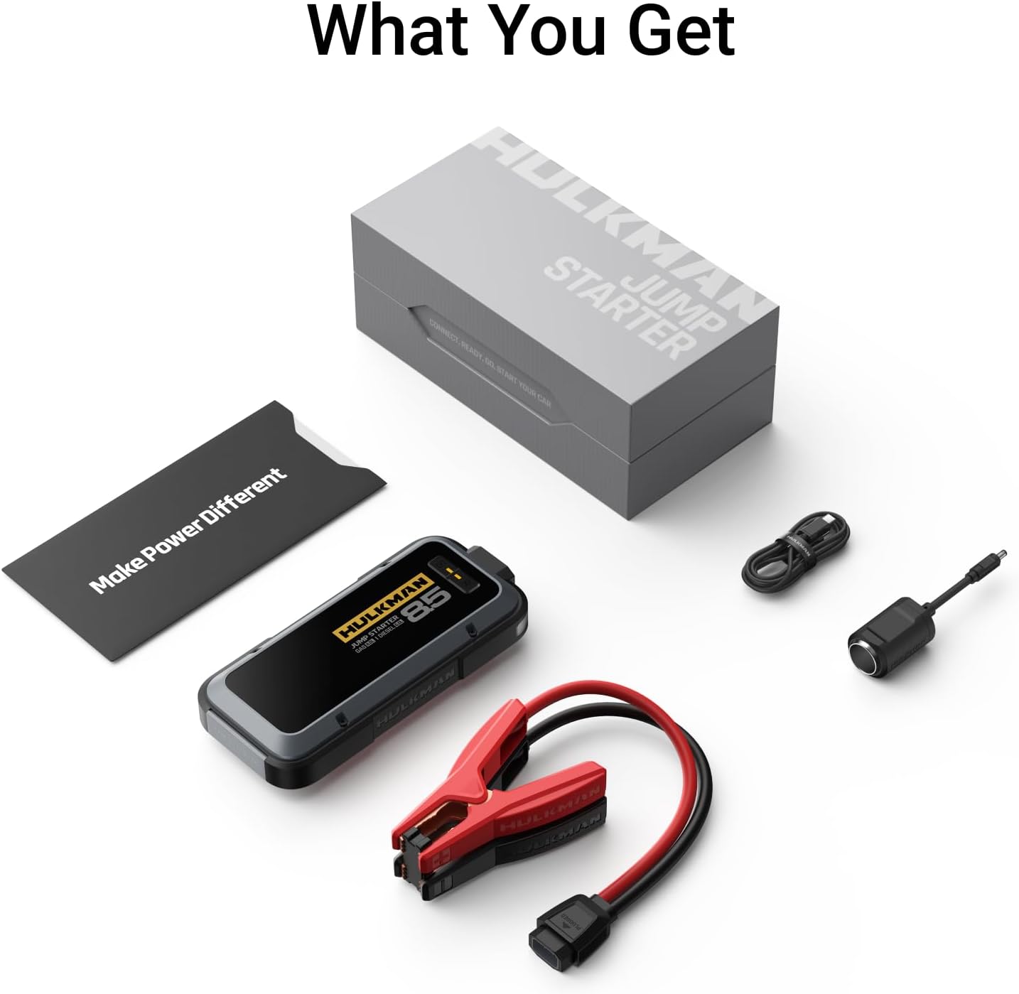 Hulkman Alpha85 Smart Portable Jump Starter, 2000A Battery Booster Pack with LED Display, Flashlight, 74Wh Power Bank & Jumper Cable, 12V Jump Box for up to 8.5L Gas & 6.0L Diesel, Cars, SUVs & Trucks