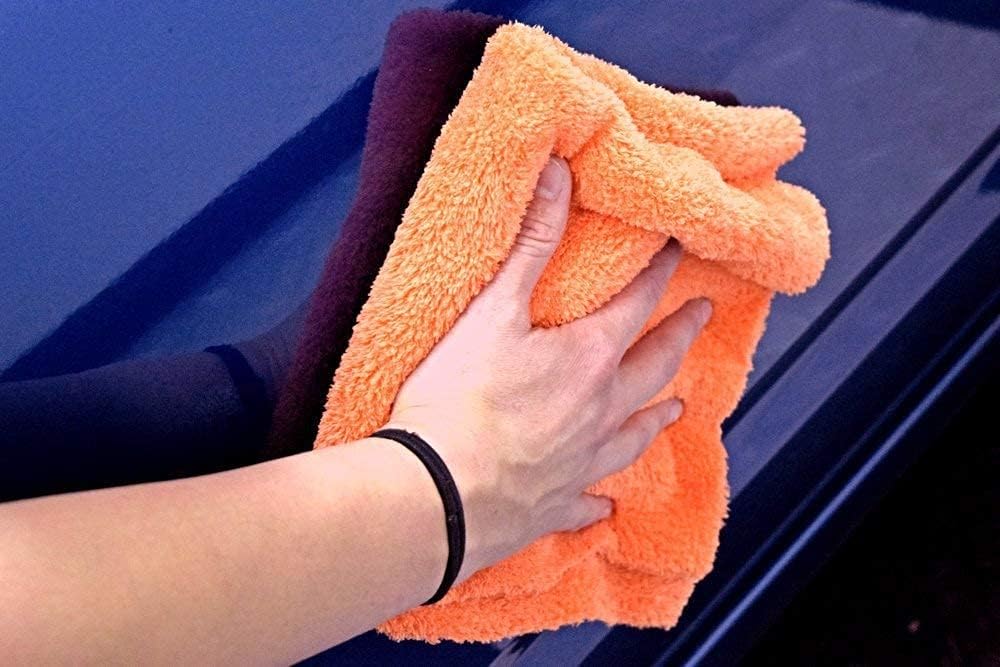 The Rag Company - Eagle Edgeless 500 (4-Pack) Professional Korean 70/30 Blend Super Plush Microfiber Detailing Towels, 500GSM, 16in x 16in, Blue
