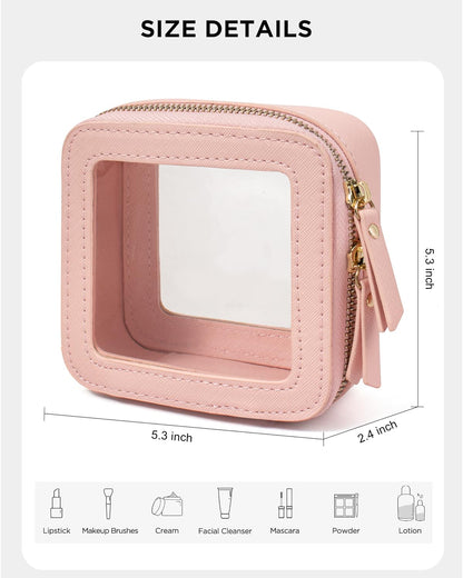 LETGO Clear Makeup Bags, TSA Approved Toiletry Bag with Zipper, Clear Makeup Organizer Fit Carry-on Travel Essentials,Clear Cosmetic Bags for Women Men (C-Beige)