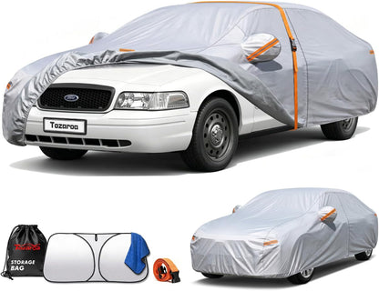 Car Cover Waterproof All-Weather,Heavy-Duty Outdoor Full Exterior Automobiles Sedan/Coupe (Length 186-193 inch) with Windshield Sun Shade Universal Fit Toyota Camry, Tesla Model 3, Accord etc