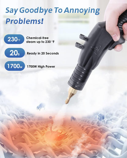 High Pressure Steam Cleaner, 1700W Steamer for Cleaning Grout Tile, Heavy Duty Portable Steamer Cleaner for Car Auto, High Heat Cleaning Steamer for Home Shower All Surfaces 110V