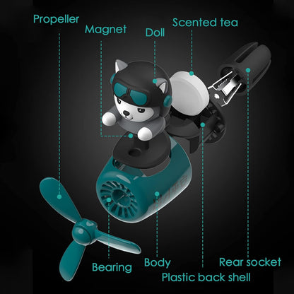 Pilot Car Air Freshener, Cute Dog Car Vent Clip Air Freshener Automotive Air Outlet Fan Diffuser, Automotive Interiors Vent Decoration (Shake Head Style - Dog)