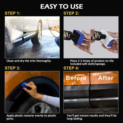 REALINN Plastic Restorer - Cars Ceramic Coating Trim Restore, Shines & Protects Plastic, Vinyl & Rubber Surfaces