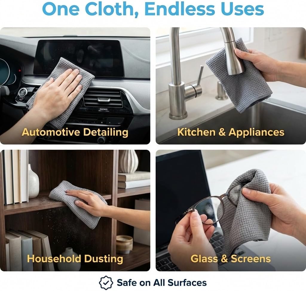 Microfiber Towels for Cars - 15.7" x 15.7" inches, Highly Absorbent Professional Grade Drying Towel Set for Superior Cleaning and Drying Performance - Car Drying & Kitchen Towel - Pack of 3