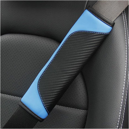 AUCELI 2PCS Car Seat Belt Cover, Carbon Fiber Seatbelt Shoulder Strap Covers, Breathable Leather Soft Harness Pad Protect Your Neck and Shoulder Compatible with Cars