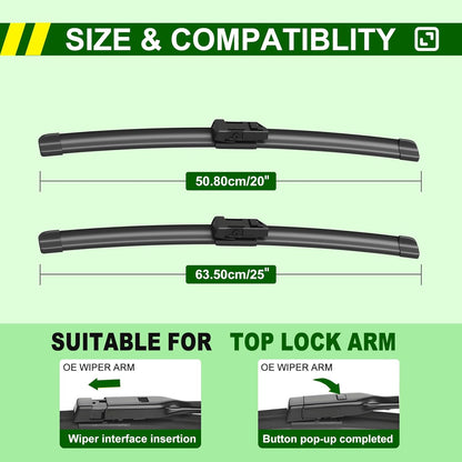 QUALITY 26in + 18in Premium All-Season Windshield Wiper Blades for Original Equipment Replacement(Set of 2) - Colors B