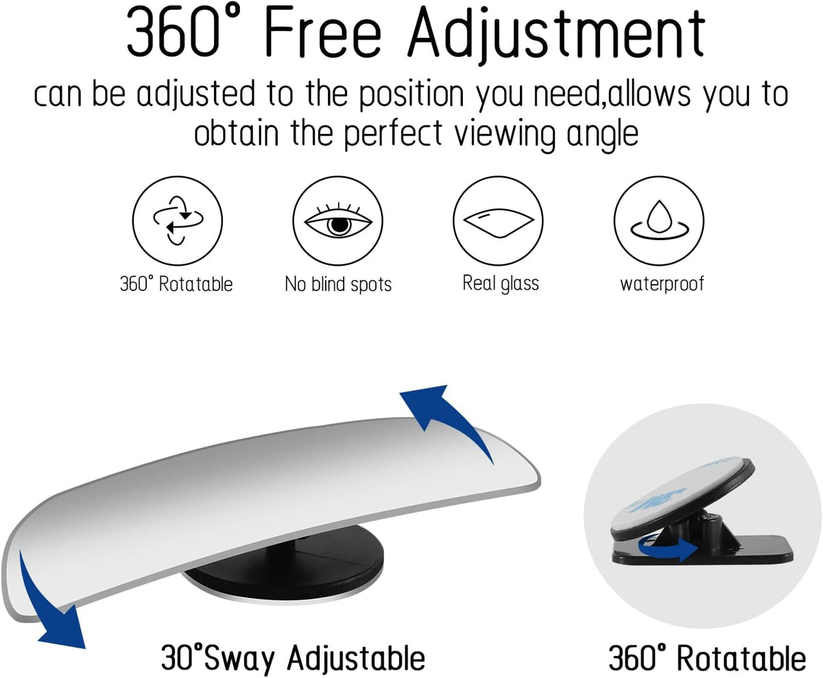 2 pcs Blind Spot Mirrors, 2" Round HD Glass Convex 360° Wide Angle Side Rear View Mirror with ABS Housing for Cars SUV and Trucks, Black, Pack of 2