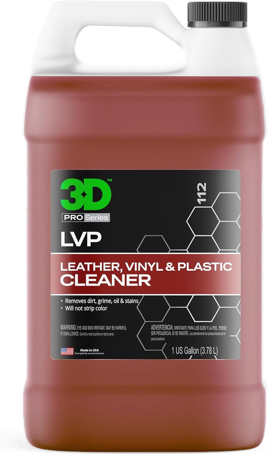 3D LVP Interior Cleaner - Removes Dirt, Grime, Grease, Oil & Stains from Leather, Vinyl & Plastic - Great for Seats, Steering Wheels, Door Panels, Dashboards - Car, Office, Home Use 16oz.
