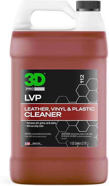 3D LVP Interior Cleaner - Removes Dirt, Grime, Grease, Oil & Stains from Leather, Vinyl & Plastic - Great for Seats, Steering Wheels, Door Panels, Dashboards - Car, Office, Home Use 16oz.