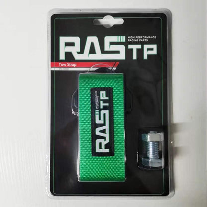 RASTP High Strength Racing Tow Strap, Tow Hook Fit for Front or Rear Front Bumper Decorative Trailer Belt (Black)