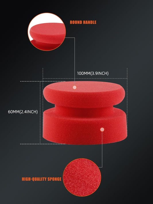 SPTA Tire Shine Applicator, 6Pcs Foam Applicator Pads, Round Shape Side Pressing Hand Polishing Sponge Pads Kit Tire Shine Applicator Pad Tire Dressing Applicator Pad for Applying Tire Shine