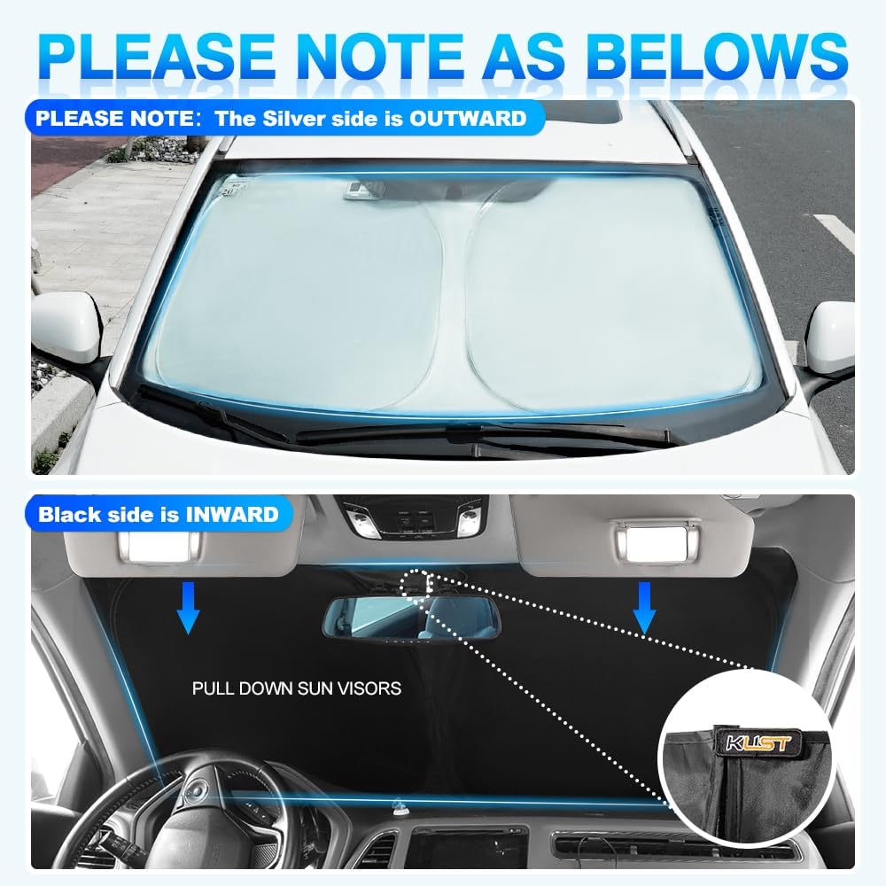 KUST Windshield Sun Shade for Toyota RAV4 2019-2022 2023 2024 2025 2026 Window Accessories Shade Sun Visor Cover Foldable Block UV Rays - Colors F