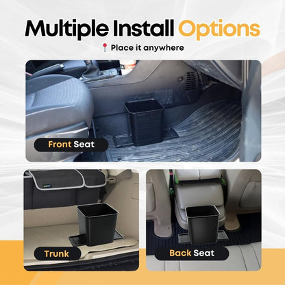 Car Trash Can with Stability Wings – Leakproof Portable Garbage Bin for Fabric & Rubber Mats – Compact Durable Plastic Auto Organizer for Cars, SUVs, Trucks (Black, Large)