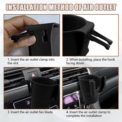 Car Cup Holder Expander, Cup Holder for Car, 2-in-1 Mobile Phone Drink Adapter, Auto Interior Accessories Multifunction Auto Seat Back and Armrest Box Storage Device for Most Vehicles (Black)