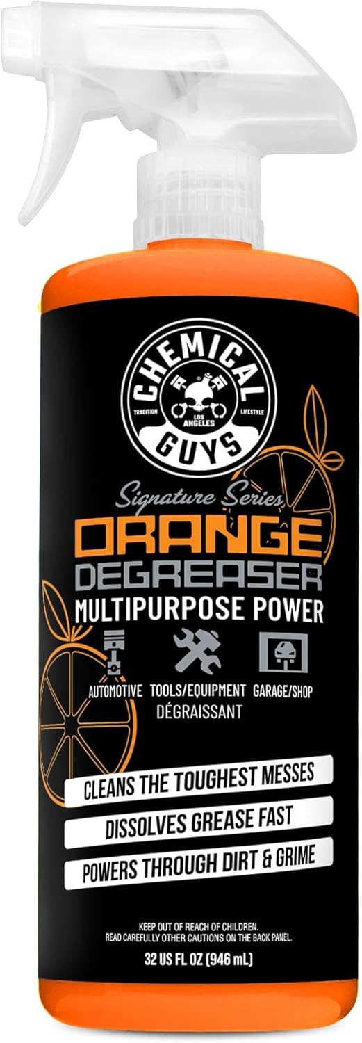 Chemical Guys Signature Series Orange Degreaser Spray - Heavy Duty All Purpose Cleaner for Engines, Tires, Undercarriages, Tools and More, Professional Strength, Breaks Down Grease, Oil & Grime, 16 oz