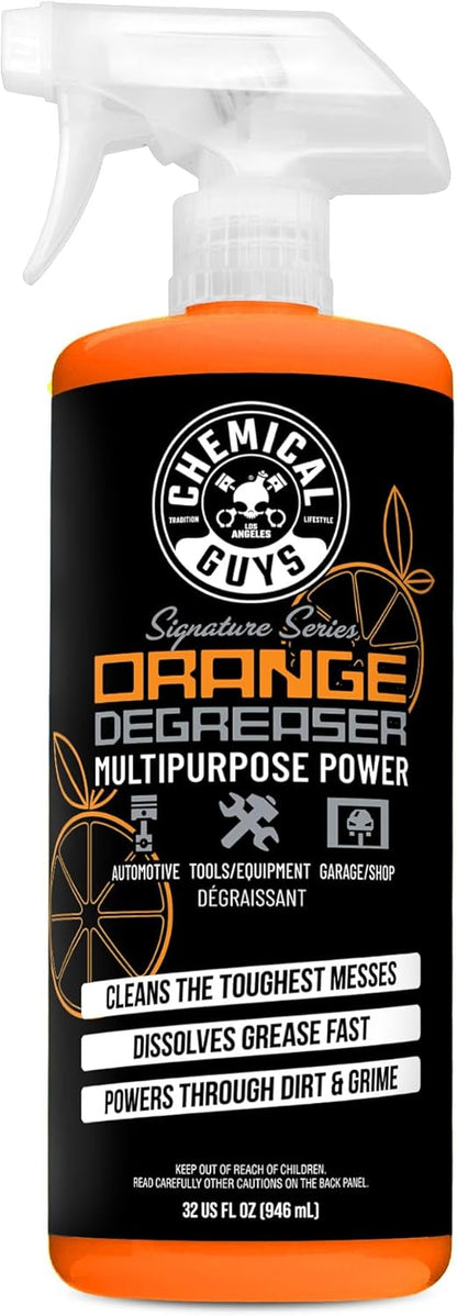 Chemical Guys Signature Series Orange Degreaser Spray - Heavy Duty All Purpose Cleaner for Engines, Tires, Undercarriages, Tools and More, Professional Strength, Breaks Down Grease, Oil & Grime, 16 oz