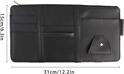 2 Packs Car Sun Visor Multi-Pocket Organizer for SUV & Truck, Auto Visor Storage Pouch with Big Zipper Pocket, Card Sleeve, Driving License, Insurance, Sunglasses, Pen, Key, Lipstick