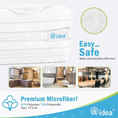 AIDEA Microfiber Cleaning Cloth-12PK, Soft Microfiber Towels for Cars, Absorbent Cleaning Rags, Lint-Free Streak-Free Wash Cloths for House, Kitchen, Window(12in.x12in), Black