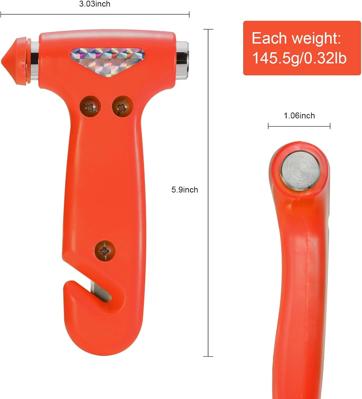 THINKWORK Car Safety Hammer, 3-in-1 Emergency Escape Tool with One Second Window Breaker and Seat Belt Cutter, Safety Emergency Car Escape Tool for Car, Office, Home, Black