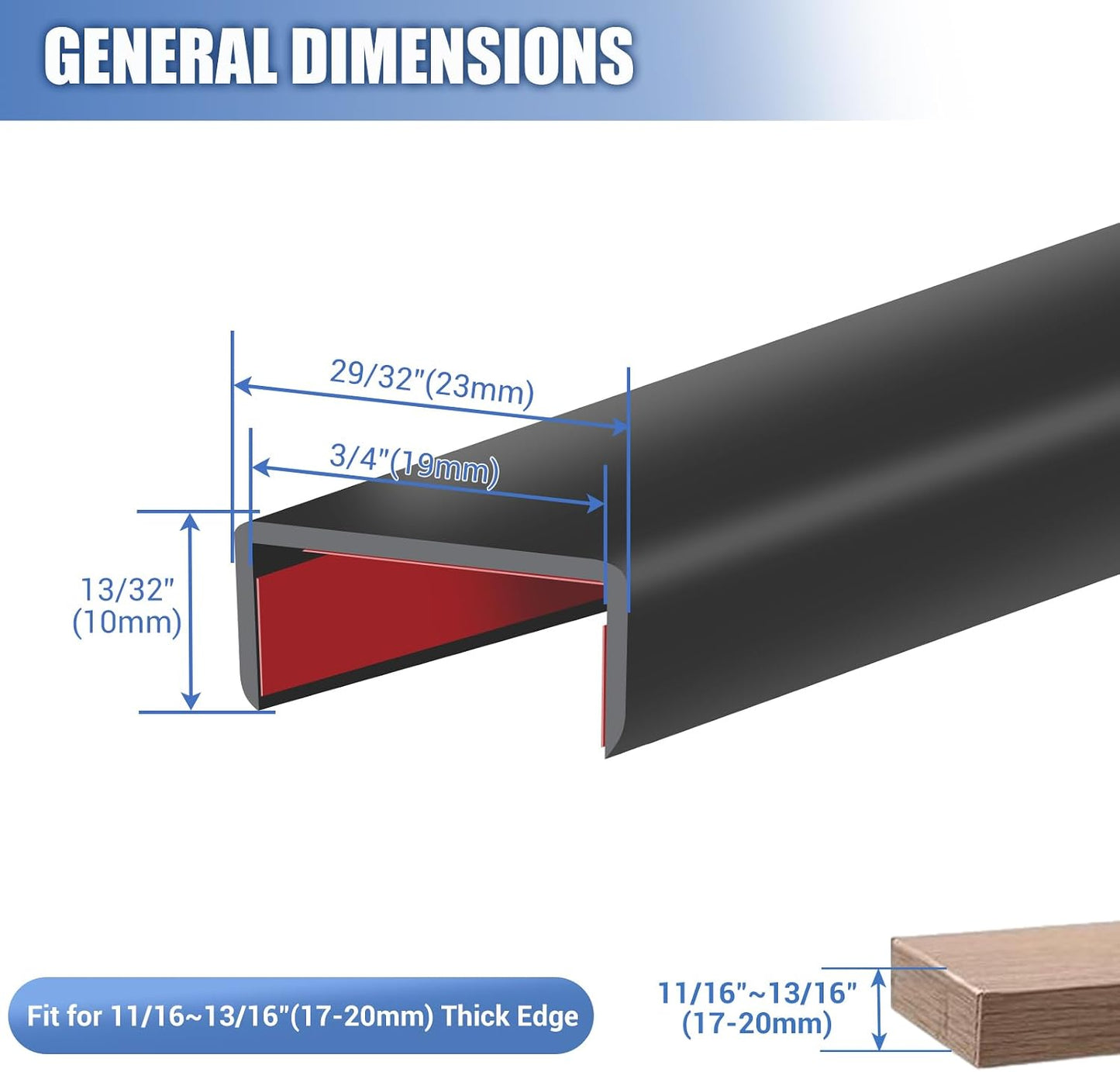 Rubber Edge Trim, 1/16" Self Adhesive Flexible U Channel Edge Protecter for Sheet Metal, Car Doors, U Shaped Sharp Edge Guards, Fit for 0-5/64" Wide Edge, Black Color, 10Ft, EPDM Material