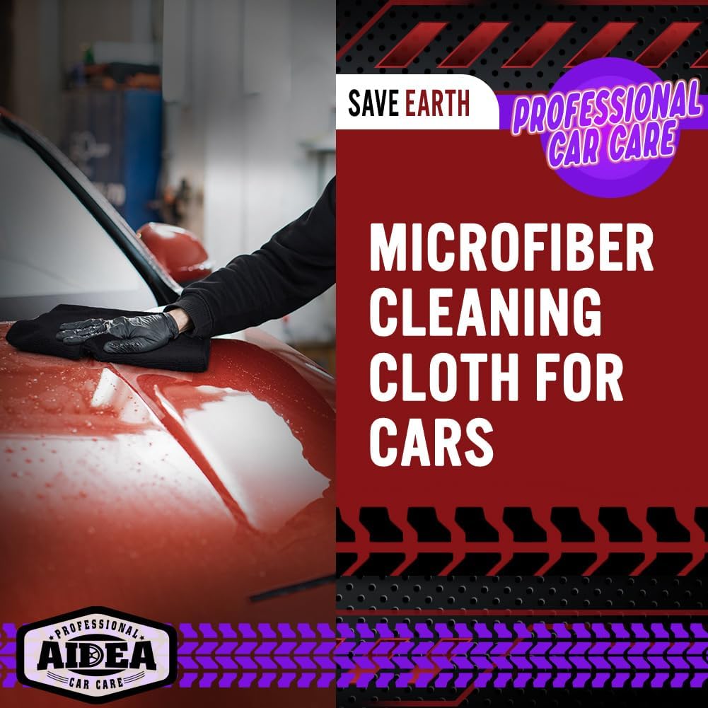 AIDEA Microfiber Cleaning Cloth, 50PK, Microfiber Towels for Cars, Premium Wash Cloths, Dusting Cloth Cleaning Rags, Absorbent Towels for SUVs, House, Kitchen, Window, Cleaning Supplies12×12"