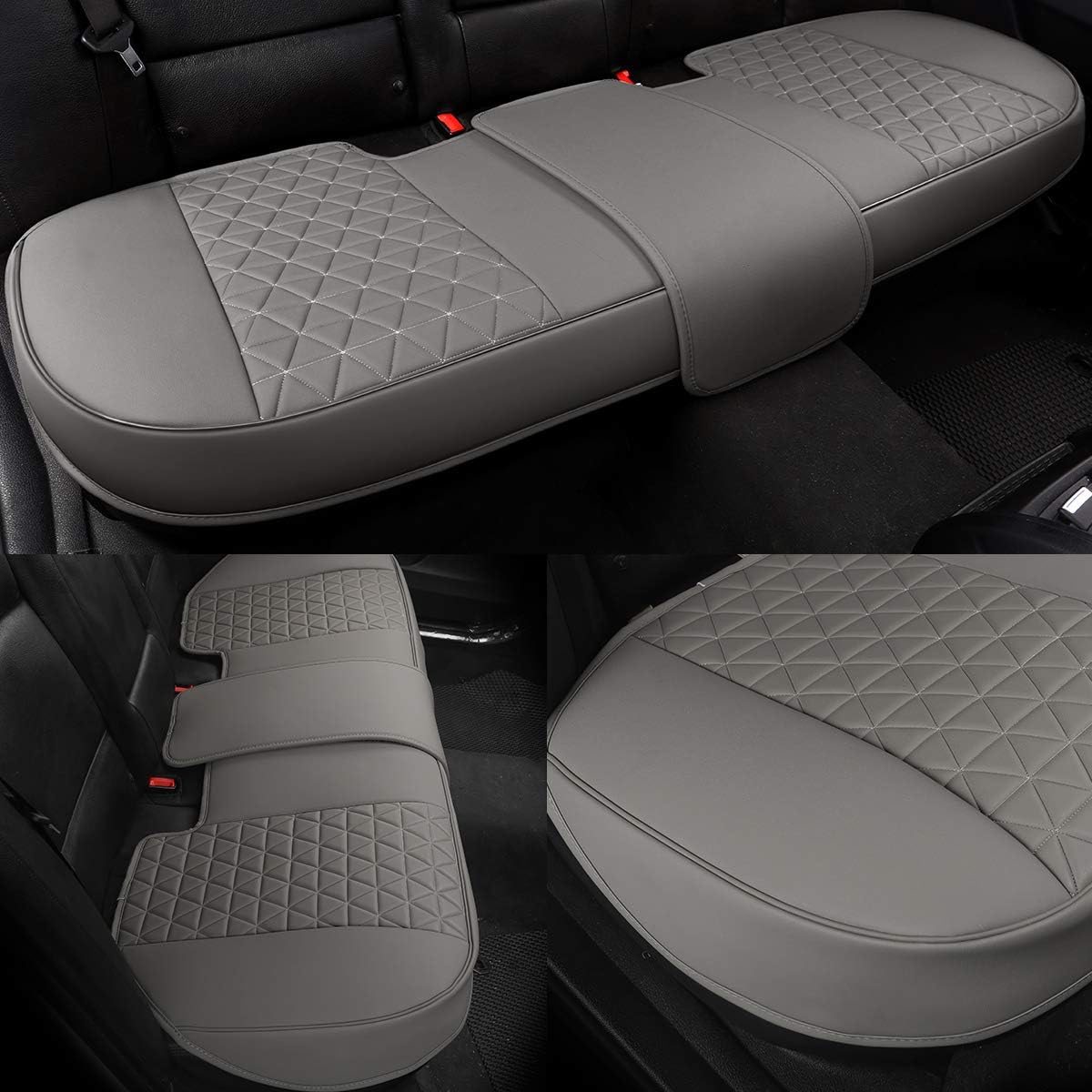 Black Panther Luxury Faux Leather Car Seat Cover Front Bottom Seat Cushion Cover, Anti-Slip and Wrap Around The Bottom, Fits 95% of Vehicles - 1 Piece,Black