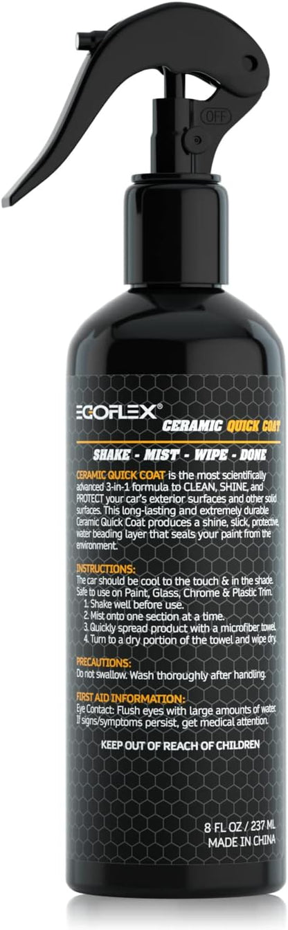 Ceramic Coating for Cars Wax & Polish Detailing Spray - Automotive Clean Shine Protect Paint Sealant Waterless Wash Hydrophobic SiO2 Top Clear Coat for Car, SUV, Motorcycle, RV, Boat, Yacht 8oz