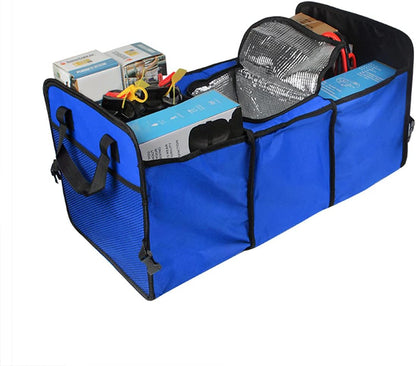 Car Trunk Organizer, Portable Foldable Waterproof Auto Storage Bag with 3 Compartments, Collapsible Cargo Trunk Groceries Organizer, Car Accessories Universal for SUV, Truck, Van, Sedan (Black2)