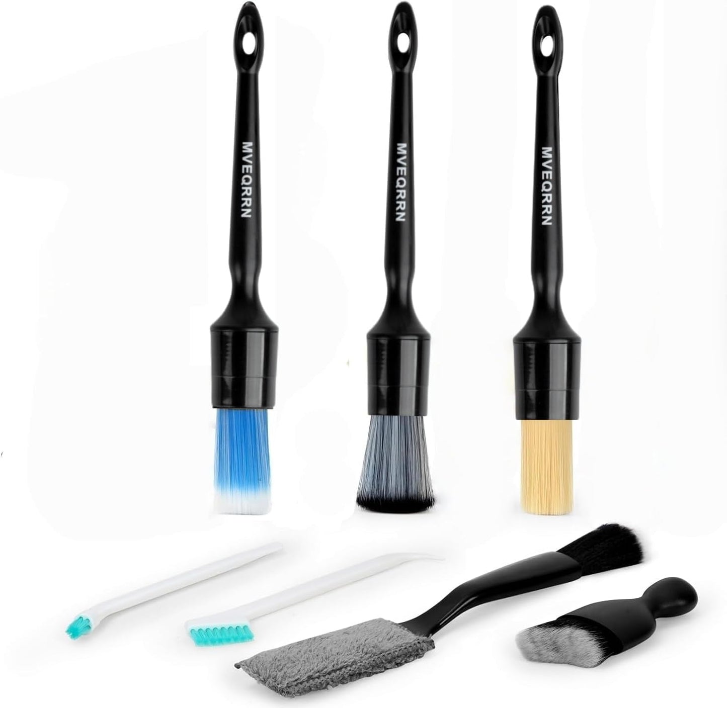 10PCS Car Detailing Brush Set,Boars Hair Car Cleaning Detail Brush kit,Ultra Soft No Scratch Car Dust Brush,Car Interior Detailing Brushes Kit,Detail Brushes Car Detailing for Interior Exterior(green)