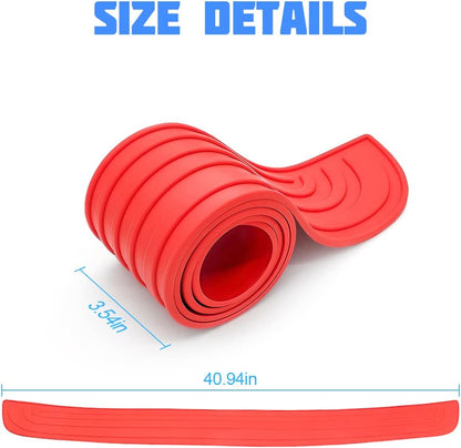 Car Rear Bumper Protector Guard, Anti-Scratch Abrasion Rubber Trunk Door Entry Sill Guard, Non-Slip Vehicle Trim Cover Protection Strip, Car Accessories for Most Cars and SUV (Black/Red/35.4" x2.7)