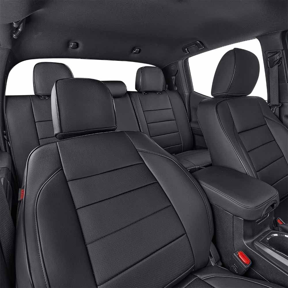 EKR Tacoma Car Seat Covers Custom Fit for Toyota Tacoma (Petrol) 2024 2025 2026 DoubleCab/CrewCab SR/SR5/TRD Sport/TRD Off-Road/Limited -Truck Seat Covers Full Set,Faux Leather(Black)